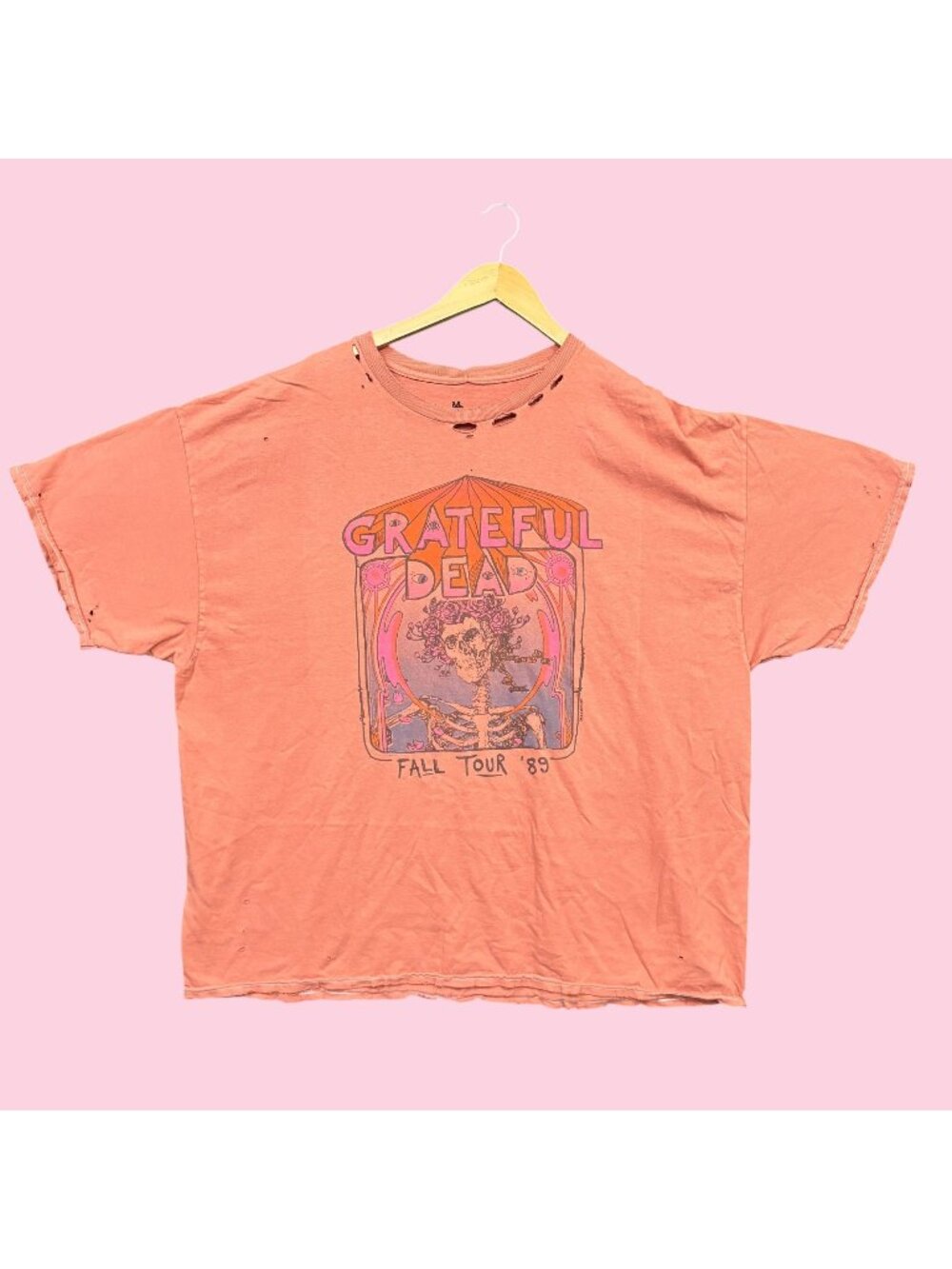 The Grateful Dead Fall Tour 89 Rock Band Bertha Distressed Oversized Tee XXL